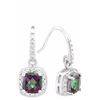 Image 1 : EARRINGS - 1.4 CTW EMERALD FACETED MYSTIC TOPAZ & 2 DIAMONDS IN 925 STERLING SILVER SETTING - RETAIL