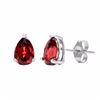 Image 1 : EARRINGS - 1 CTW PEAR FACETED PERSIAN RED GARNET IN PLATINUM OVER 0.925 STERLING SILVER SETTING - RE