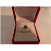Image 2 : RING - OVAL FACETED AMETHYST & 2 DIAMONDS IN STERLING SILVER SOLITAIRE DESIGNED SETTING - RETAIL EST