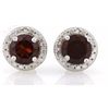 Image 1 : EARRINGS - 2 CTW GARNETS & 2 GENUINE DIAMONDS IN 925 STERLING SILVER - RETAIL ESTIMATE $500