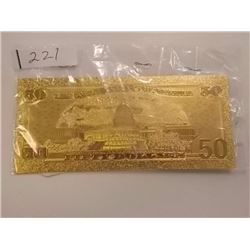 GOLD FOIL BILL - 24K GOLD - USA $50 - not legal tendar