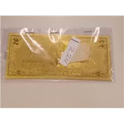 GOLD FOIL BILL - 24K GOLD - USA $2 - not legal tendar