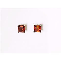 EARRINGS - GARNET IN 10K WHITE GOLD STUD DESIGNED SETTING - RETAIL ESTIMATE $150