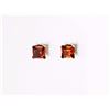 Image 1 : EARRINGS - GARNET IN 10K WHITE GOLD STUD DESIGNED SETTING - RETAIL ESTIMATE $150
