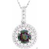 Image 1 : PENDANT - 1 CT ROUND FACETED MYSTIC TOPAZ & DIAMOND IN 925 STERLING SILVER SETTING - RETAIL ESTIMATE