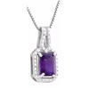 Image 2 : NECKLACE - 1 CT OCTAGON FACETED AMETHYST & DIAMOND IN 925 STERLING SILVER SETTING - RETAIL ESTIMATE 