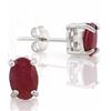 Image 2 : EARRINGS- 1.16 CTW OVAL FACETED GENUINE BURGANDY COLOR RUBYS IN 925 STERLING SILVER SETTING - RETAIL