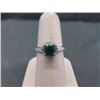 Image 1 : RING - ROUND FACETED EMERALD & DIAMOND IN STERLING SILVER SETTING - RETAIL ESTIMATE $400