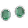 Image 2 : EARRINGS - 4 2/3 CTW OVAL FACETED EMERALD & 2 GENUINE DIAMONDS IN PLATINUM OVER 0.925 STERLING SILVE