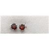 Image 1 : EARRINGS - 2 CTW ROUND FACETED GARNETS (2) IN STERLING SILVER STUD DESIGNED SETTING - RETAIL ESTIMAT