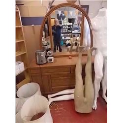 OAK DRESSER - 1/2 MOON MIRROR - 4 DRAWER - 2 DOOR