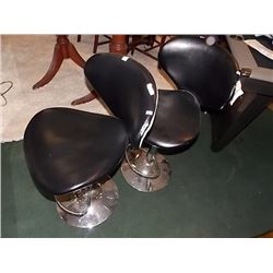 BAR STOOLS - BLACK / LEATHER & CHROME - 2 TTL