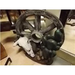 VINTAGE WHEEL & COW SKULL ORNAMENT