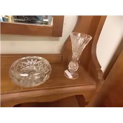 PIN WHEEL CRYSTAL VASE & ASHTRAY