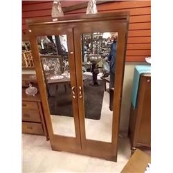 VINTAGE MAPLE WARDROBE WITH MIRRORED FRONT