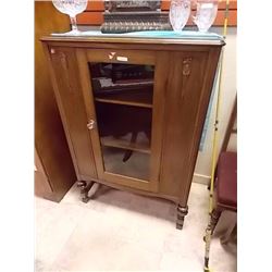 VINTAGE WOOD GLASS DOOR CABINET