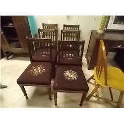 VINTAGE SPINDLE BACK DINING CHAIRS - PETTI POINT SEATS - 6 X BID