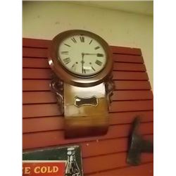 ANTIQUE PENDULUM REGULATOR WALL CLOCK - CIRCA 1820 - HAS KEY & PENDULUM