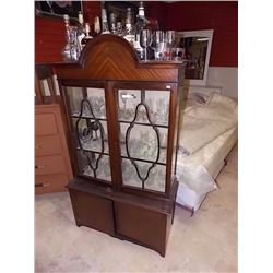 VINTAGE CHINA CABINET - 80" TALL - GLASS 2 CRACKS