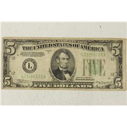 1934-A $5 FRN GREEN SEAL