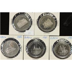 1978,79,80,81 & 84 VICTORIA CANADA TRADE DOLLARS