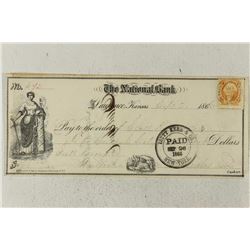 SEPT. 20TH, 1866 VINTAGE CHECK IN THE AMOUNT OF