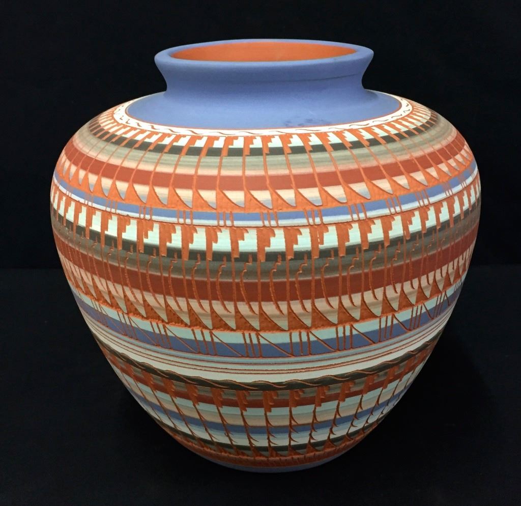 Navajo Etched Pottery Vase