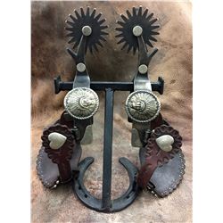 Don Pierce Indian Theme Spurs With Leathers