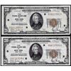 Image 1 : Lot of (2) 1929 $20 Federal Reserve Bank of New York National Currency Notes