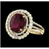 Image 2 : 14KT Yellow Gold 3.96ct Ruby and Diamond Ring