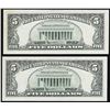 Image 2 : Lot of (2) 1988A $5 Federal Reserve Notes Choice Uncirculated