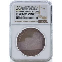 1970 Equatorial Guinea 100 Pesetas Proof Silver Coin NGC PF69 Ultra Cameo