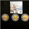 Image 2 : 1966 P, 67 P, & 68 D 40% Silver Kennedy Half-Dollars, all three with enameled heads and flag in back