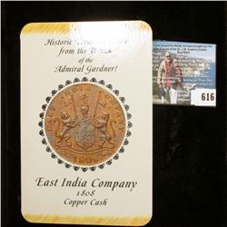 "Historic Treasure Coin from the Wreck of the Admiral Gardner! East India Company 1808 Copper Cash",