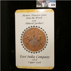 "Historic Treasure Coin from the Wreck of the Admiral Gardner! East India Company 1808 Copper Cash",