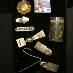 Mixed Group of Pin-back parts,"Past Sachem", "Chief of Records" Pendant; "Camp Counselor" Pin-back; 