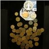 Image 1 : Bag of Approximately (50) Wheat Cents; Australian 20c Coin; 1967 Great Britain Large Penny, BU; & a 