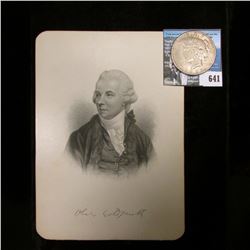 Steel engraving of famous writer Oliver Goldsmith (10 November 1728 – 4 April 1774) measures 5" x 7"