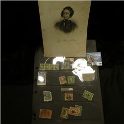 6.5" x 9" Steel Engraving of famous Poet, Epes Sargent, 1813-1880; & a group of rare U.S. Stamps, wh