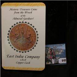 "Historic Treasure Coin from the Wreck of the Admiral Gardner! East India Company 1808 Copper Cash",