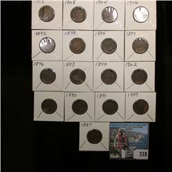 1887 Holed, 1889 damaged, 1890 Holed, 1891 holed, 1892 Good, 1893 damaged, 1894 holed, 1896 holed, 1
