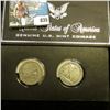 Image 2 : Pair of World War II Walking Liberty Half Dollars in a special holder, both grade Fine to VF.