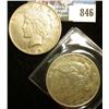 Image 1 : 1922 P & D U.S. Peace Silver Dollars, EF-AU, one with C.O.A. from the American Historical Society.