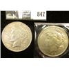 Image 1 : Pair of 1922 P U.S. Peace Silver Dollars, EF-AU, one with C.O.A. from the American Historical Societ