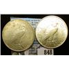 Image 2 : Pair of 1922 P U.S. Peace Silver Dollars, EF-AU, one with C.O.A. from the American Historical Societ