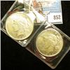 Image 1 : Pair of 1922 P U.S. Peace Silver Dollars, VF-EF, both with C.O.A.s from the American Historical Soci