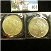Image 1 : 1922 P & 1922 D U.S. Peace Silver Dollar, EF-AU, both with C.O.A.s from the Aermican Historical Soci