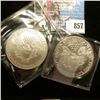Image 2 : 1987 & 2001 U.S. American Silver Dollar One Ounce .999 Fine Silver. Brilliant Uncirculated. One with