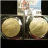 Image 2 : 1922 P & 1922 S U.S. Peace Silver Dollar, VF-EF, both with C.O.A.s from the Aermican Historical Soci