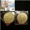 Image 2 : 1922 S Peace Dollar VF & 1921 P Morgan Dollar AU, both with C.O.A.s from the American Historic Socie